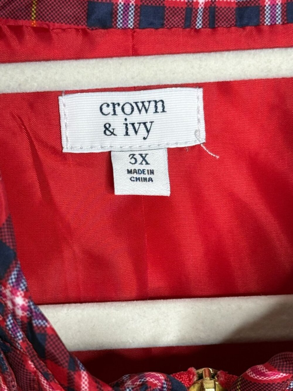 Crown & Ivy 3X Red Plaid Quilted Vest Preppy - Picture 3 of 9